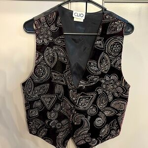 Clio Petites Vintage 80s Black Sparkle Velvet Formal Vest sz small